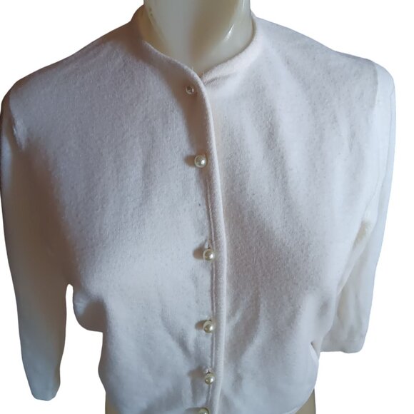 Vintage Women's Medium Cardigan Sweater 1970's Elegant Granny Taralan Pearly - Picture 1 of 6